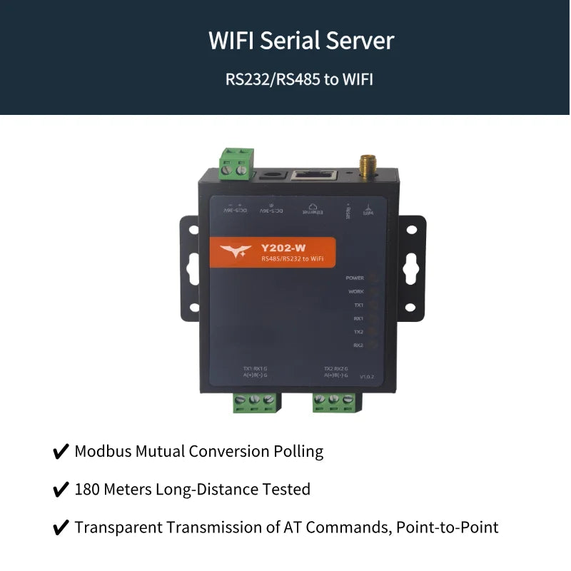 Y202-W 2 Ports Serial to Wi-Fi Converter